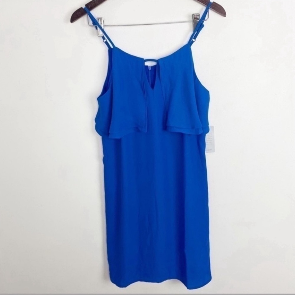 19 Cooper Nordstrom Royal Blue Mini Shift Dress Ruffle Size Small NEW